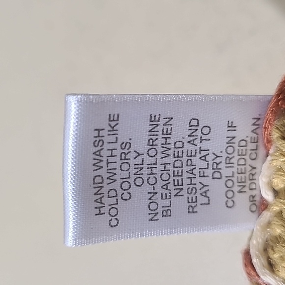 CATO Womens Tan Striped Short Sleeve Crochet Sweater - Size Large - Picture 6 of 8